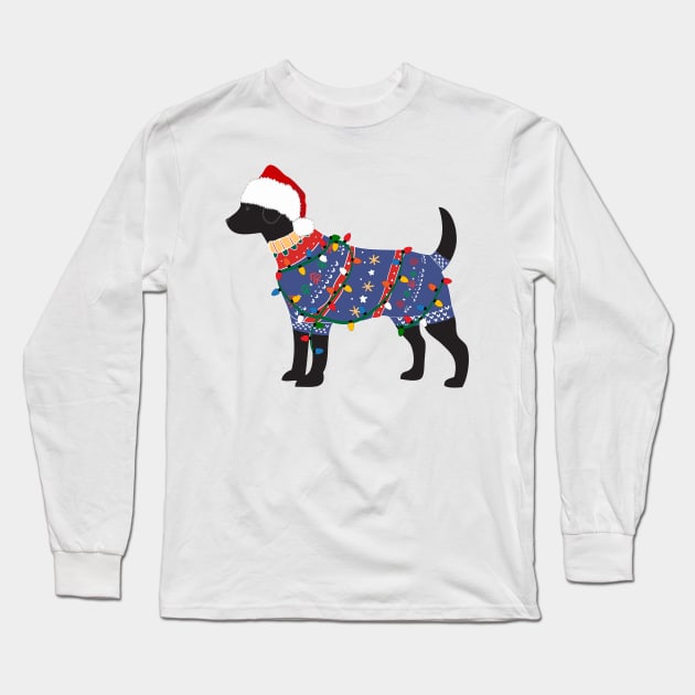 Black Lab Ugly Christmas Sweater Long Sleeve T-Shirt by emrdesigns